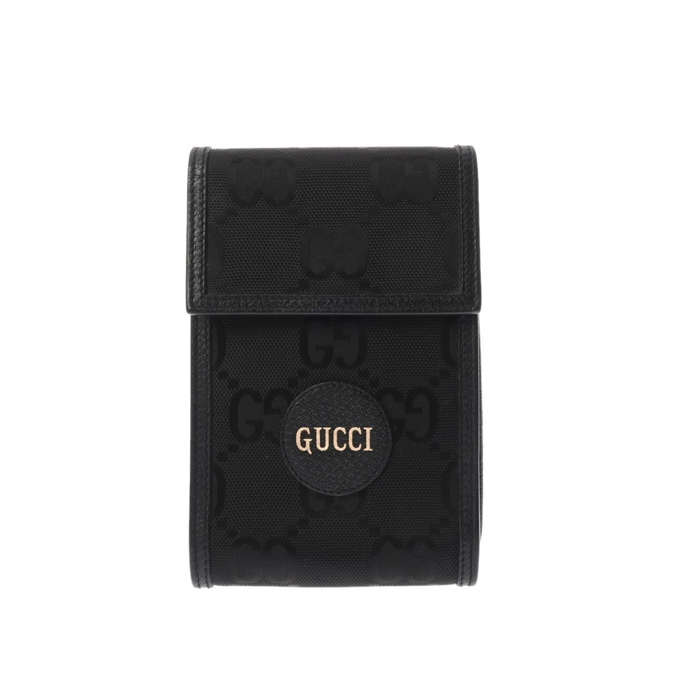 GUCCI Beige the Grid Bag Black Leather GG Shoulder